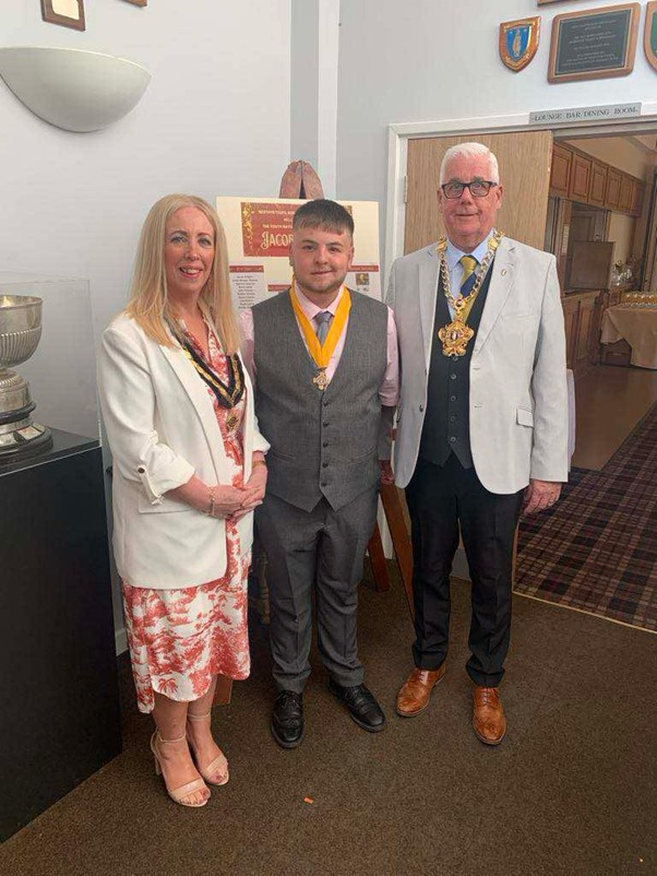 Cian Evans. Youth Deputy Mayor, with the Mayor and Mayoress of Merthyr Tydfil May 2025